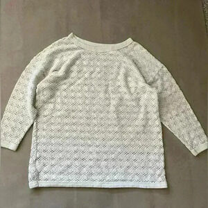 Oversized Cream loose knit Top Bohemian style Vintage Top